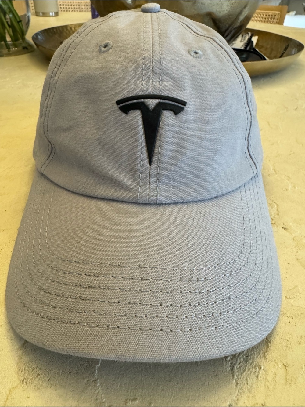 Tesla Light Gray Baseball Cap with Black Logo